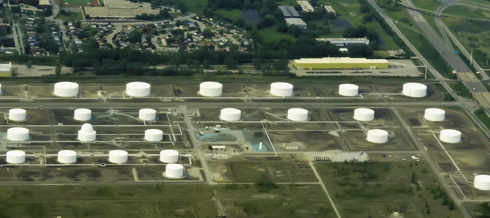 Aerial View Of Oil Refinery In American Midwest